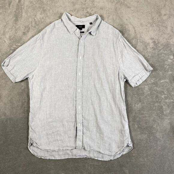 Vince Men's XL Classic Fit Striped Button Up 100% Linen Quiet Luxury - Picture 1 of 10